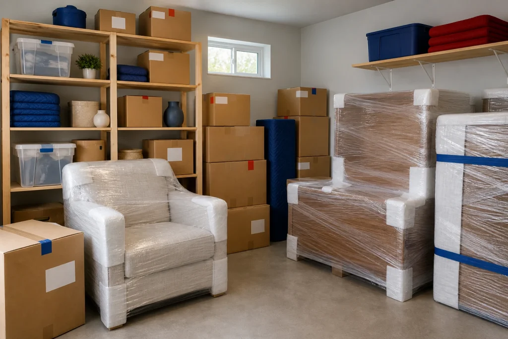 Organised storage space for furniture and household goods